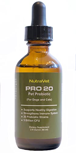 Probiotics for Dogs and Cat Probiotics -- 120 Servings (1/2ml). 100% Natural Digestive Enzymes for Gas Relief and Healthy Digestion. Prebiotics via Liquid Vitamins for Constipation & Leaky Gut