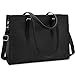 NUBILY Women's Waterproof Lightweight Leather Briefcase Large Capacity 15.6 Inch Laptop Tote Bag for Business Office (Black)