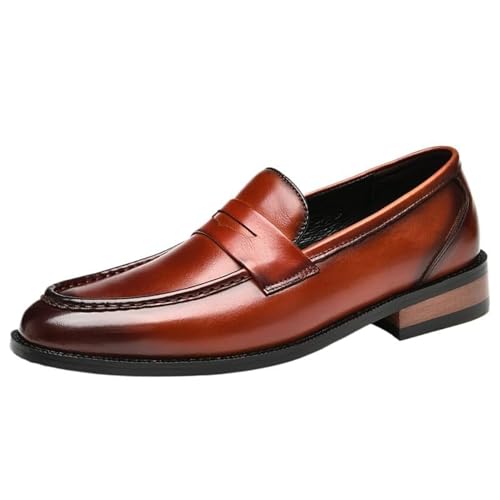 Elegant Men’s Formal Leather Loafers Slip-On Pointed Toe Anti-Slip Wedding and Party Dress Shoes