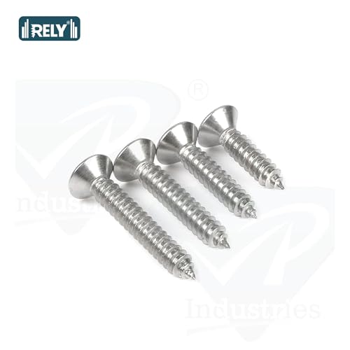 Image of Rely⇒VP INDUSTRIES (Pcs-50) No.6x16 mm CSK Phillips Head Self-Tapping Screw - Stainless Steel, Star Slot, Philips Drive for Wood, Plywood & Plasterboards