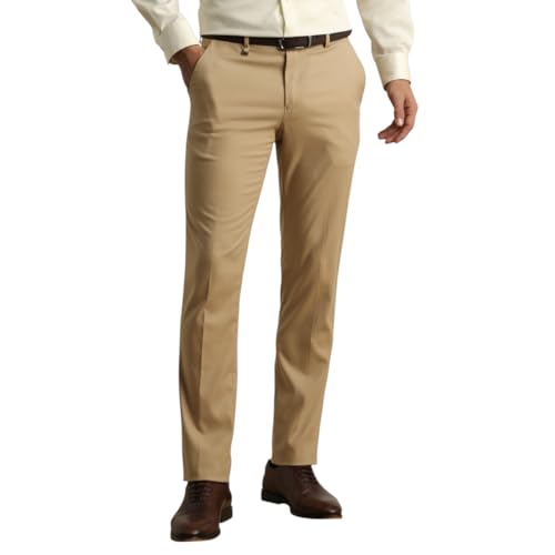 Image of Van Heusen Men's Mid Rise Slim Fit Durapress Flat Front Trousers | Superior Comfort | Auto-Flex Waist Band | Soft Touch