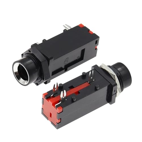 Conector de Audio PJ-309 de 6,35 mm y 3 Pines con 100 Tuercas Plateadas 3
