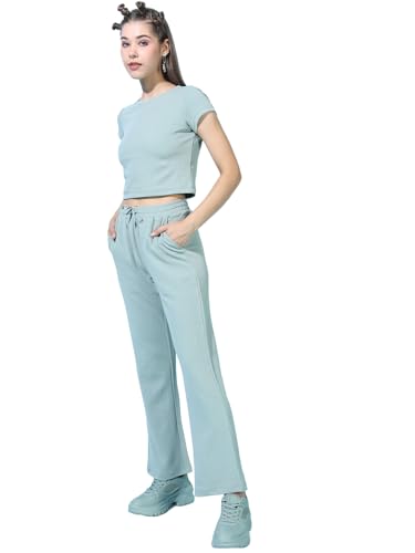 Image of Tokyo Talkies Chic Crop Top & Drawstring Trousers Co-ord Set | Cap Sleeves | Stylish | Perfect for Casual Outings & Vacations | Women Co-Ord Set | Co ord set for women