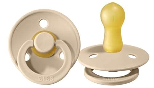 Image of BIBS Pacifiers Colour Collection | Natural Rubber Baby Pacifier | Set of 2 BPA-Free Soothers | Made in Denmark | 18+ Months (Pack of 2) | Vanilla