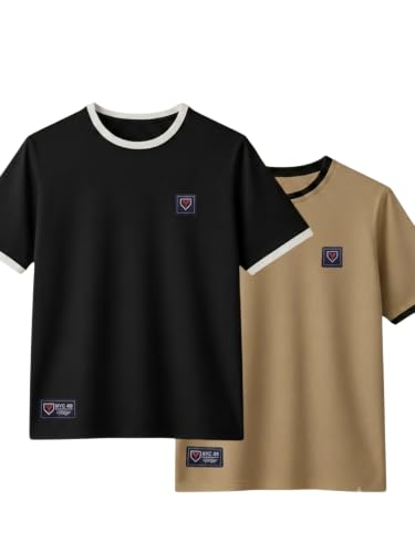 Image of YAZOLE Men's Round Neck Solid T Shirt | Regular Fit Lycra Blend Half Sleeve Tee | Casual Gym Running Walking Sports Office Travel | Stretch Fabric | Comfortable for Everyday use | (S to XXL)