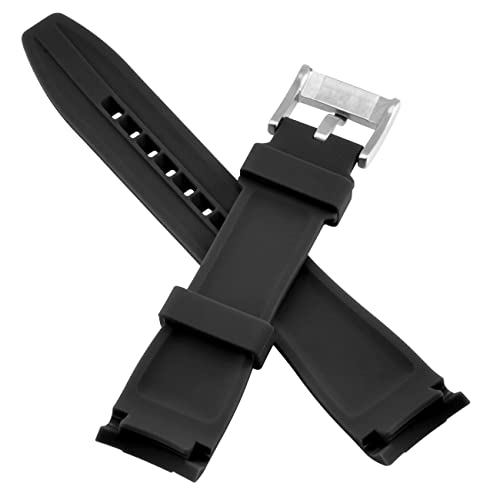 Yisiwera Premium Crafter Silicone Universal Curved Ends Black Rubber 20Mm Watch Band Strap Bracelet Brushed Stainless Steel Pin Buckle For Men Women #TOP2