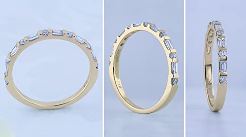 Dazzlingrock Collection 0.37 Cttw Baguette & Round White Diamond Bar Set Wedding Band for Women in 14K Solid Gold3