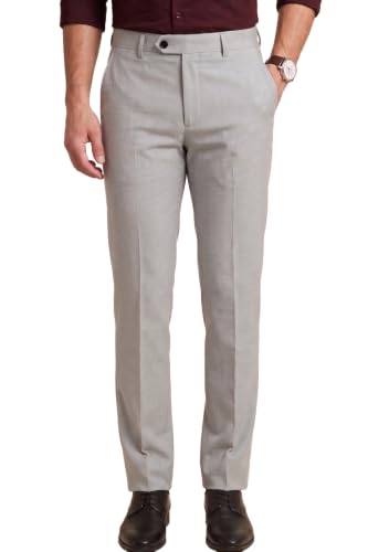 Image of Peter England Men's Premium Formal Stretchable Knit Super Slim Fit Trouser | Comfort Lycra | 360-Degree Stretch