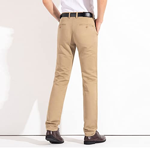 Men's Comfort Stretch Cotton Chino Pants Loose Casual Elastic Waist Trousers Flat-Front Dress Pants Sweatpants4