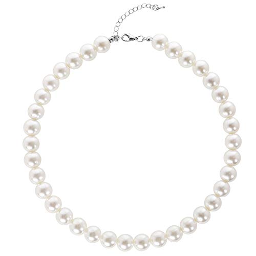 BABEYOND Round Imitation Pearl Necklace Wedding Pearl Necklace for Brides White (Diameter of Pearl 12mm)