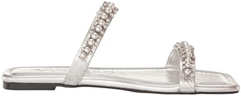 Karl Lagerfeld Paris Women's Payzlee Embellished Flat Sandal Slide, Silver, 7.5 | Image 5