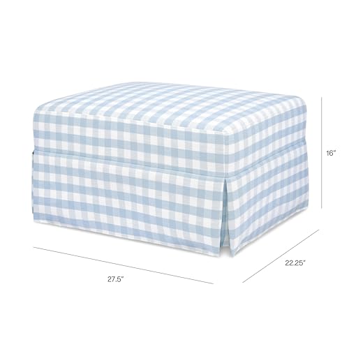 Image of Namesake Crawford Gliding Ottoman in Blue Gingham, Greenguard Gold & CertiPUR-US Certified