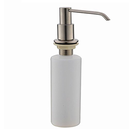 VAPSINT Well Built and Sturdy Modern Stainless Steel Brushed Nickel Deck Mounted Kitchen Sink Countertop Hand Liquid Dish Soap Dispenser, Large Capacity 13 OZ Bottle Sink Soap Dispenser