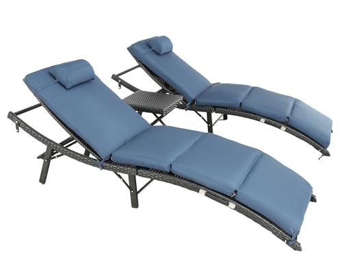 Bptd POOL CHAISE LOUNGE 3 Pieces Patio Chaise Lounge Rattan Chairs Lounge Chairs thumb #1