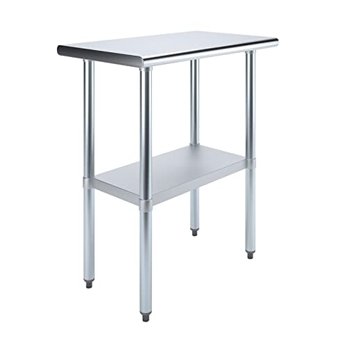 AmGood 18 in. x 30 in. Stainless Steel Work Table | Metal Kitchen Food Prep Table | NSF