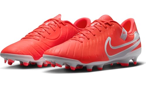 Nike Tiempo Legend 10 Academy Multi-Ground Low-Top Soccer Cleats (DV4337-800, Hot Lava/White) Size 9.5