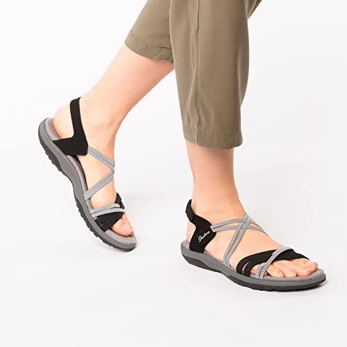 Skechers Reggae Slim Takes Two Chaussures pour femme, noir/charbon, 38 EU