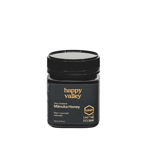 Happy Valley Manuka Honey in jar on white background