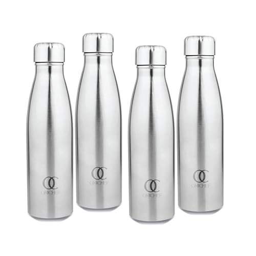 Image of Omichef Ozone Stainless Steel 1000ML Single Walled & Fridge Water Bottle Ideal For Yoga /Gym /Sports /Home /Office And BPA Free & Leak-Proof (Pack of 4)