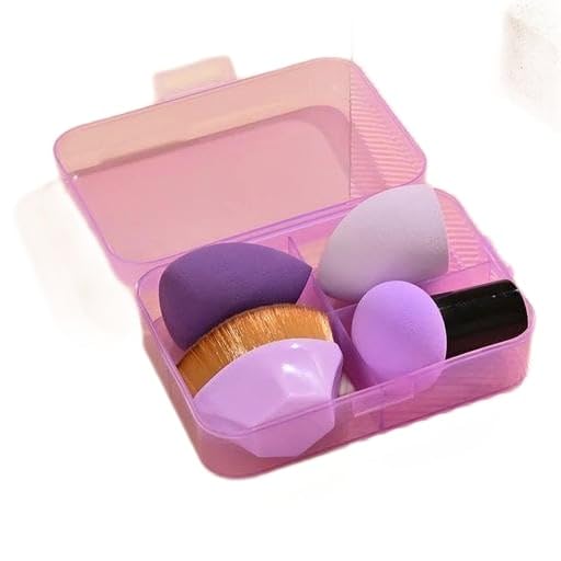 4 in 1 mushroom makeup sponge set latex free blender sponge with foundation brush head sponge cushions for liquid, cream & powder, multicolor makeup sponge set for all types of skin,.