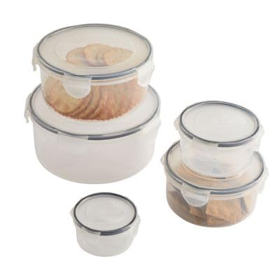 5 Lakeland Round Nestable Food Storage Containers Microwave Fridge and Freezer Safe