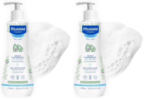 Image of Mustela Baby Gentle Cleansing Gel - Baby Hair & Body Wash - with Natural Avocado fortified with Vitamin B5 - Biodegradable Formula & Tear-Free - 25.35 fl. oz.,(Pack of 2)