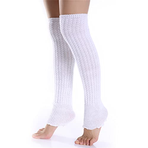 Image of Women Girls Leg Warmers with Ruffles, Knitted Boots Cuff Warmer Ribbed Stretch Knee Leg Socks,2 Pairs