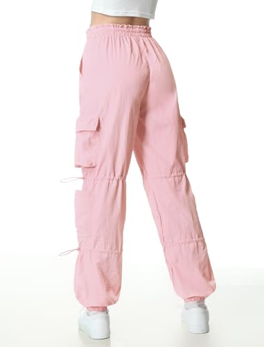 Image of EXARUS Girls Parachute Pants Cargo Hip Hop Wide Leg Baggy Y2K Teen
