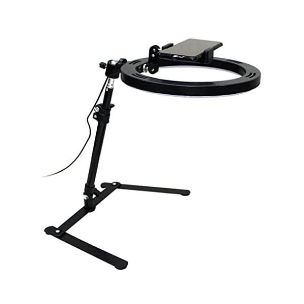XUMI 10 Zoll dimmbares LED-Ringlicht mit Ständer und Telefonhalter, Desktop Einstellbares Stativ für YouTube Video…