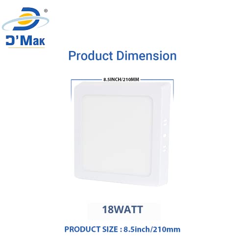 Image of DMak 18W Led Surface Ceiling Lights, White, Square, Pack of 10(Plastic)