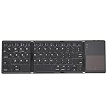 Jectse Faltbare, Tragbare Bluetooth 5.1 3-Kanal-Funktastatur mit Großem Touchpad und Multimedia-Tasten für Smartphones, Tablets und Laptops (Gray)