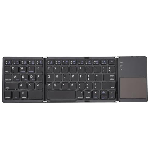 VBESTLIFE Teclado Plegable, Bluetooth 5.1 Teclado Inalámbrico Recargable de 3 Canales con Panel Táctil Grande, para Teléfono Inteligente, Tableta y Portátil (Gray)