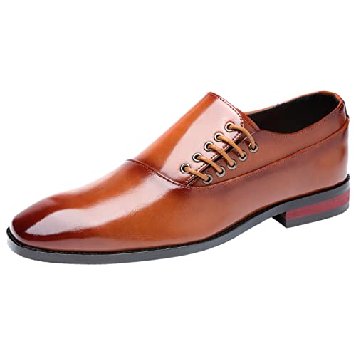 ANUFER Masculino Guapo Diseño único Cuero de Fibra Ultrafina Cordones Lateral Zapatos Formales Marrón SN071153 EU43 ANUFER Masculino Guapo Diseño único Cuero de Fibra Ultrafina Cordones Lateral Zapatos Formales Marrón SN071153 EU43