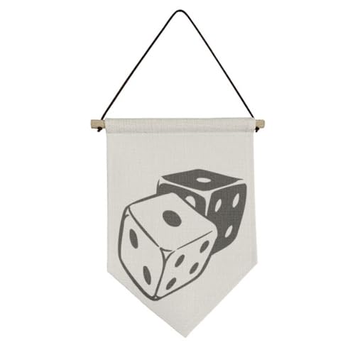 Drapeau en toile no/no Dice Casino suspendre en tissu noir et blanc lavable