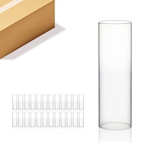 WGVI Hurricane Candle Holder Sleeve, Wide 2.5", Height 8", Clear Glass Cylinder Candleholder, Chimney Tube, Open Ended Candle Shade, 24 Pieces Bulk