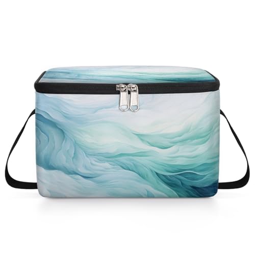 GzLeyigou Watercolor Texture Lunch Bags for Women Men 9 Cans, Hot & Cold Food Delivery Bag Insulated Grocery Bag Insulated Lunch Box Blue Gradient Cooler Bag for Office Work Picnic Beach