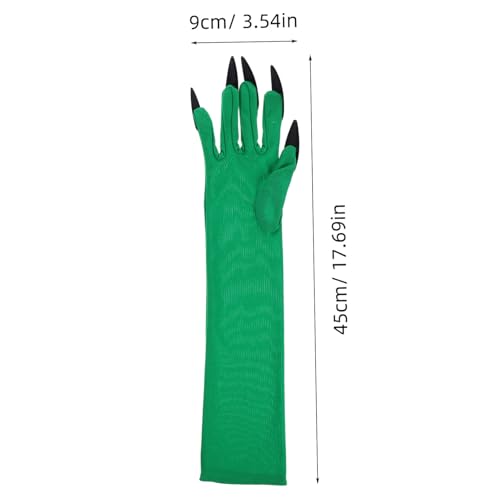 Beaupretty 1pair Halloween Nail Gloves with Scary Green Arm Sleeves for Cosplay and Costume Parties Comfortable Fit for Women2
