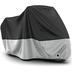 Maletas Cbr 650 R Favoto Funda para Moto Cubierta de Moto 190T Poliéster Impermeable Protectora a Prueba de Sol Lluvia Polvo Viento Nieve Excremento de Pájaro al Aire Libre, 245x105x125cm Negro+Plata