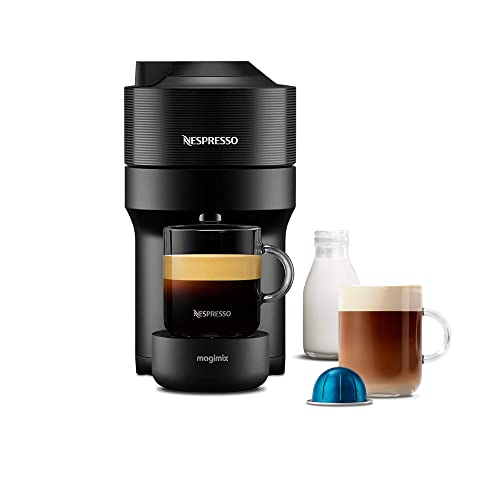 Nespresso Vertuo Pop Automatic Pod Coffee Machine for Americano, Decaf, Espresso by Magimix in Liquorice Black