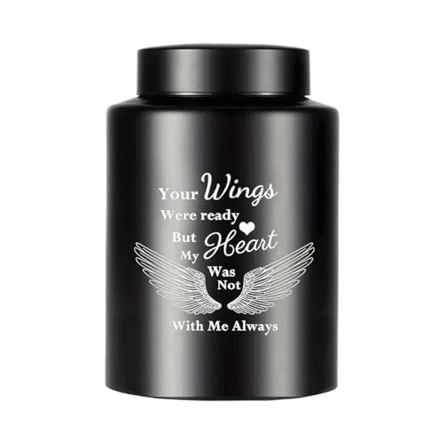 Weqizuerqi Urna para Perro | Urna Pequeña para Cenizas,Recipiente Hermético con Alas De Ángel para Perros, Uso En Funerales Hogar Jardín O Exteriores