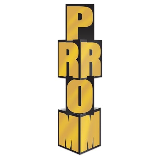 Image of Beistle Durable Cardstock Prom Night Decoration Column Photo Booth Party Decorations And Supplies Black /Gold