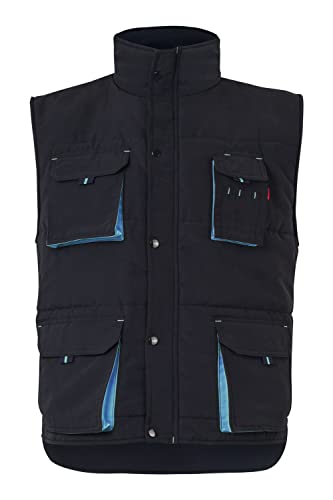 VELILLA 205902, Chaleco acolchado bicolor multibolsillos, color Negro y Celeste, Talla M