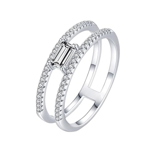 Bague fiançailles femme argent 925 et alliance promesse double couche zircone