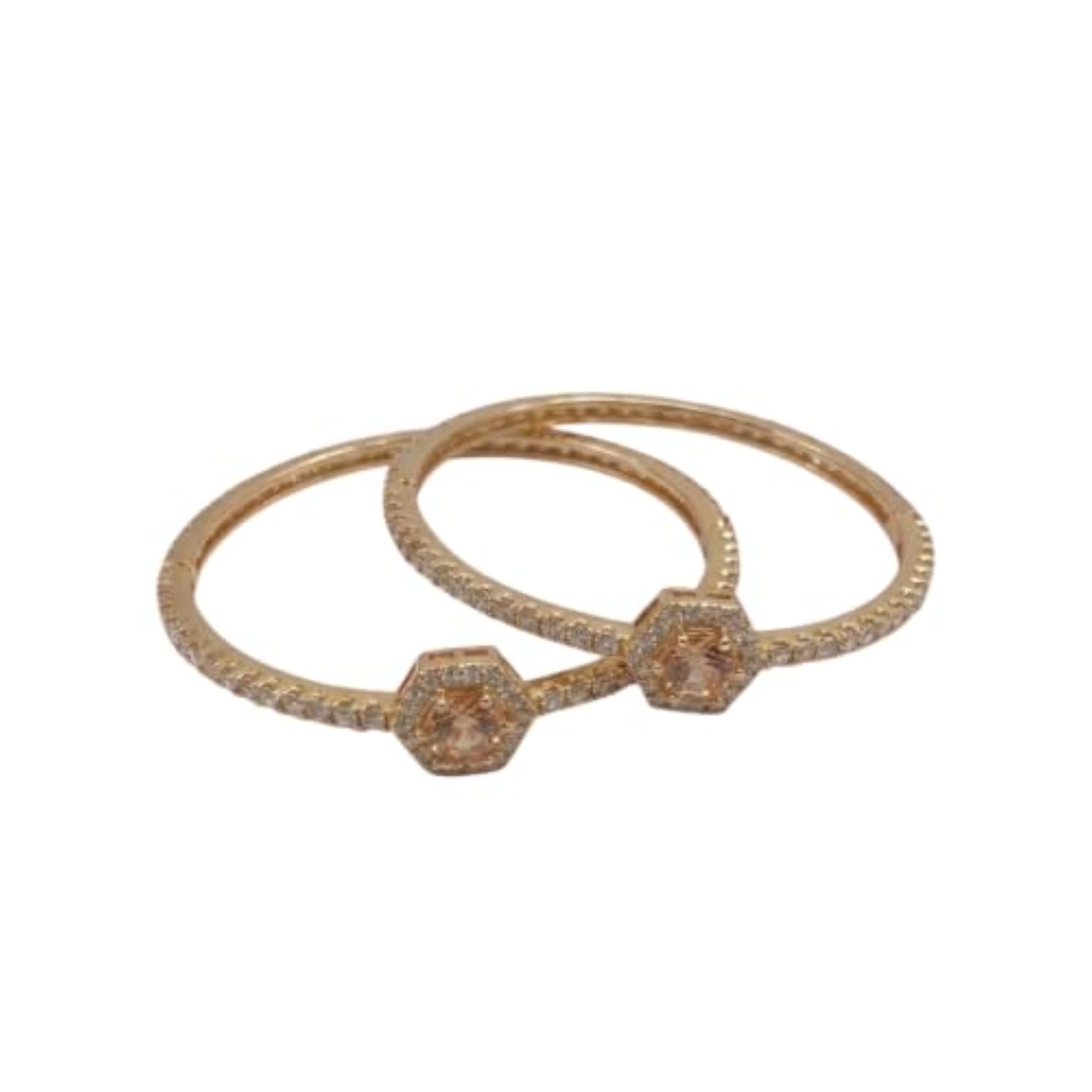 Women's Gold Plated AD Bangles Set with White Stone