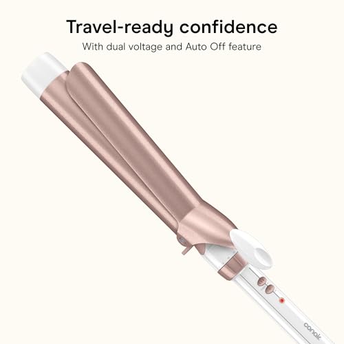Image of Conair Double Ceramic 1 1 /2-In. Extra Long Barrel Curling Iron | Extra-long 6-in. Barrel (1 in.) Styles Big Soft Waves on Medium to Long Hair, White /Rose Gold, CD710L