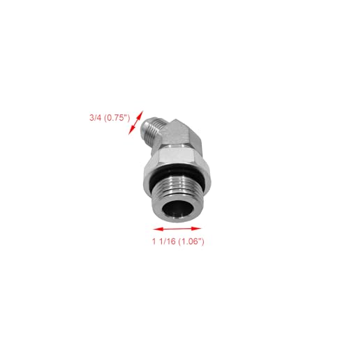 Image of 6802-08-12-NWO Hydraulic Hose Adapter Fitting 1 /2 inch Male JIC 37Flare (3 /4 inch-16 inchUNF)x3 /4 inch Male Adjustable Nut O-Ring Boss (1-1 /16 inch-12UNF) 45 Elbow SAE Pipe Joints Connector Carbon Steel