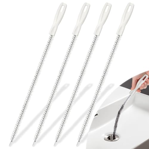 4 Pezzi Stura Lavandini e Scarichi Spazzole di Pulizia, 45cm Spazzola Flessibile per La Pulizia Degli Scarichi, Spazzola Tubi Scarico, Spazzola Stura Lavandini e Scarichi per Scarichi, Cucine, Bagni