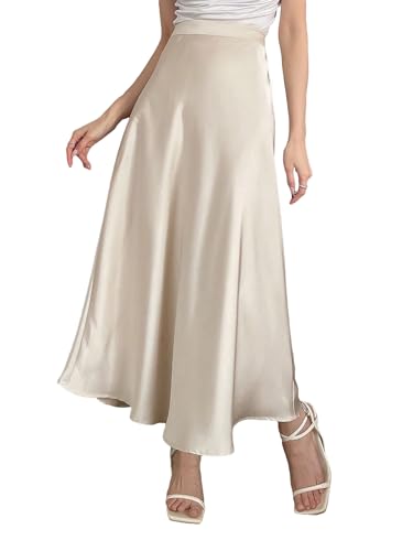 Amazon.com: SweatyRocks Women's Satin High Waisted A Line Maxi