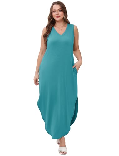 Image of Sampeel Summer Dresses Maxi Dress Vacation Beach Sundresses 2025 with Pockets