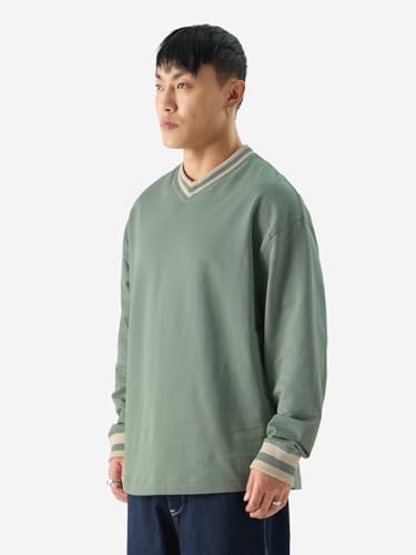 Image of The Souled Store Solids: Men and Boys Cotton Oversized Fit Full Sleeve T-Shirts